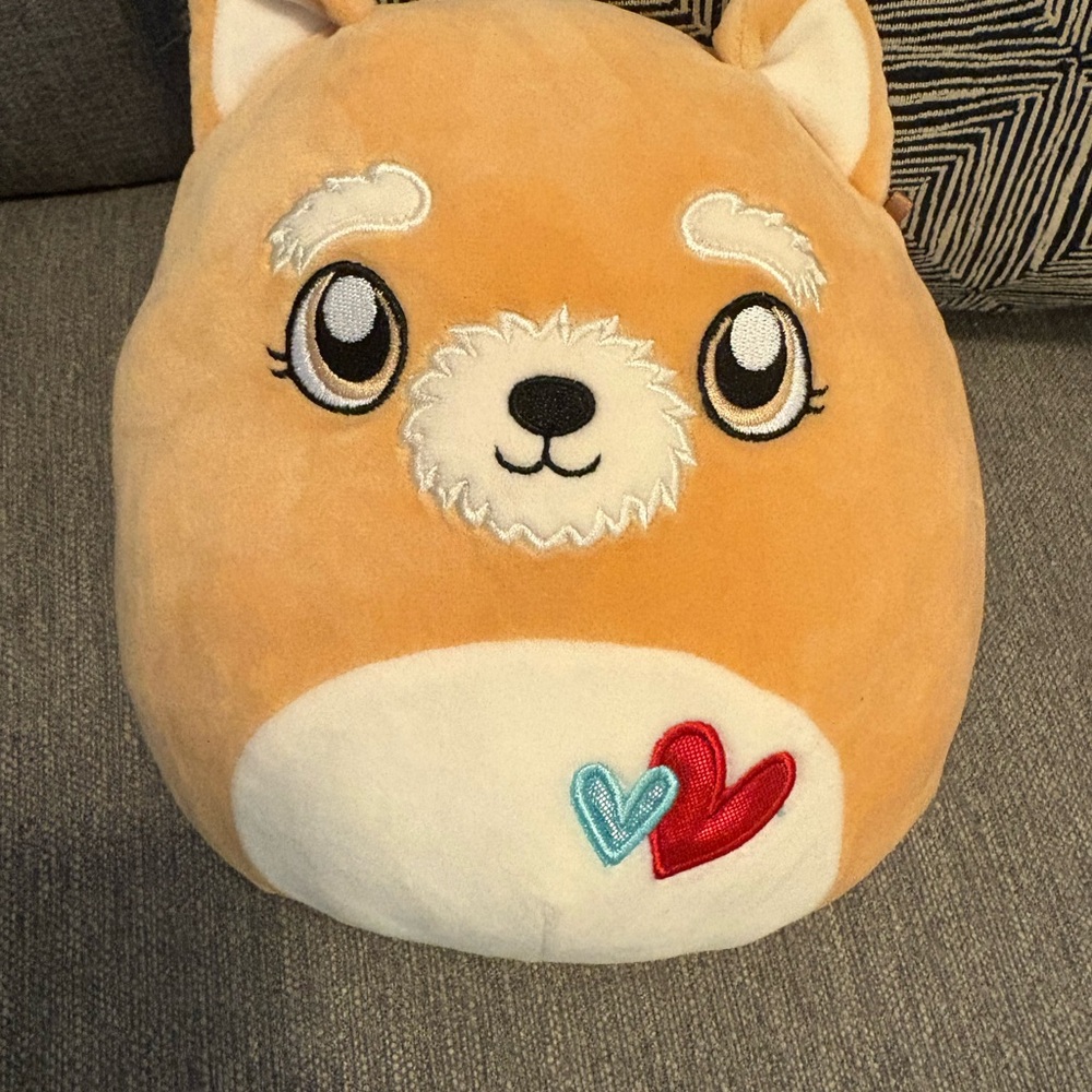 Squishmallows Orange Plush with Teal Logo Tag